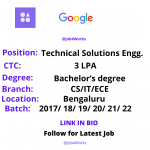 Google Recruitment Technical Solutions Engineer 2022